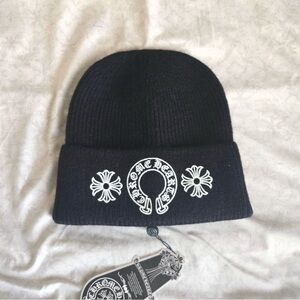 Chrome Hearts Black Knit Logo Beanie